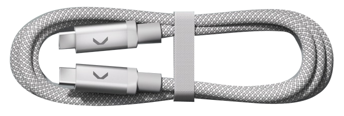 Светло-серый кабель COMMO Range USB-C — USB-C длиной 1,2 м и мощностью 100 Вт