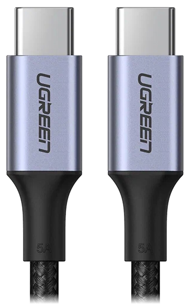 Чёрный кабель UGREEN US316 70427 USB-C — USB-C длиной 1 м и мощностью 100 Вт